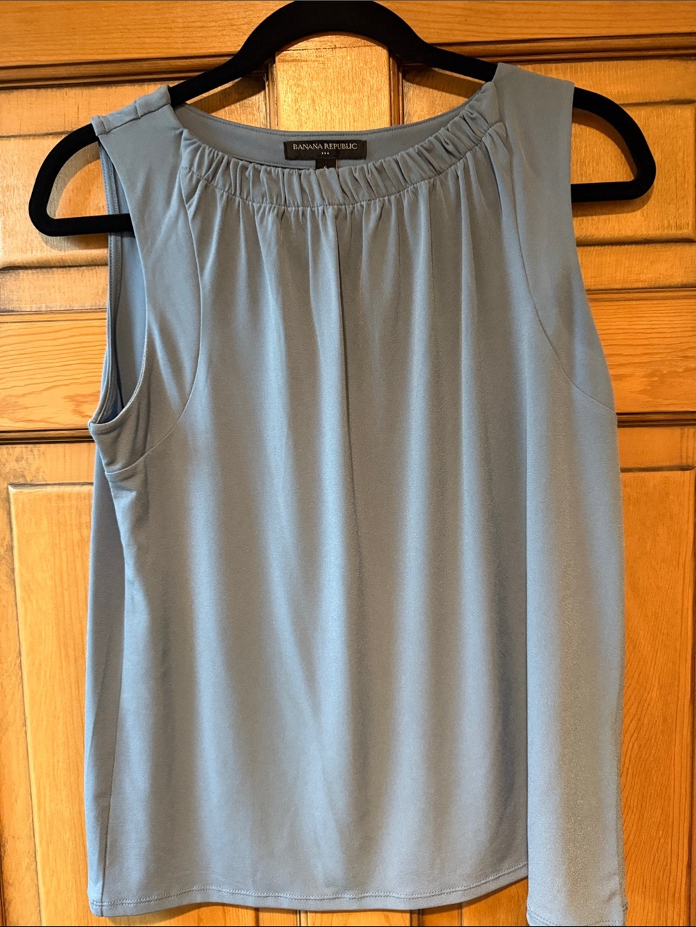 Banana Republic Dusty Blue Sleeveless Gathered-Neck Camisole